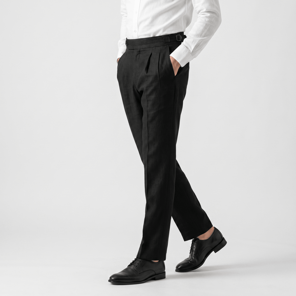 Felix Gurkha Linen Pants – High Waist Straight Leg Tailored Bottoms