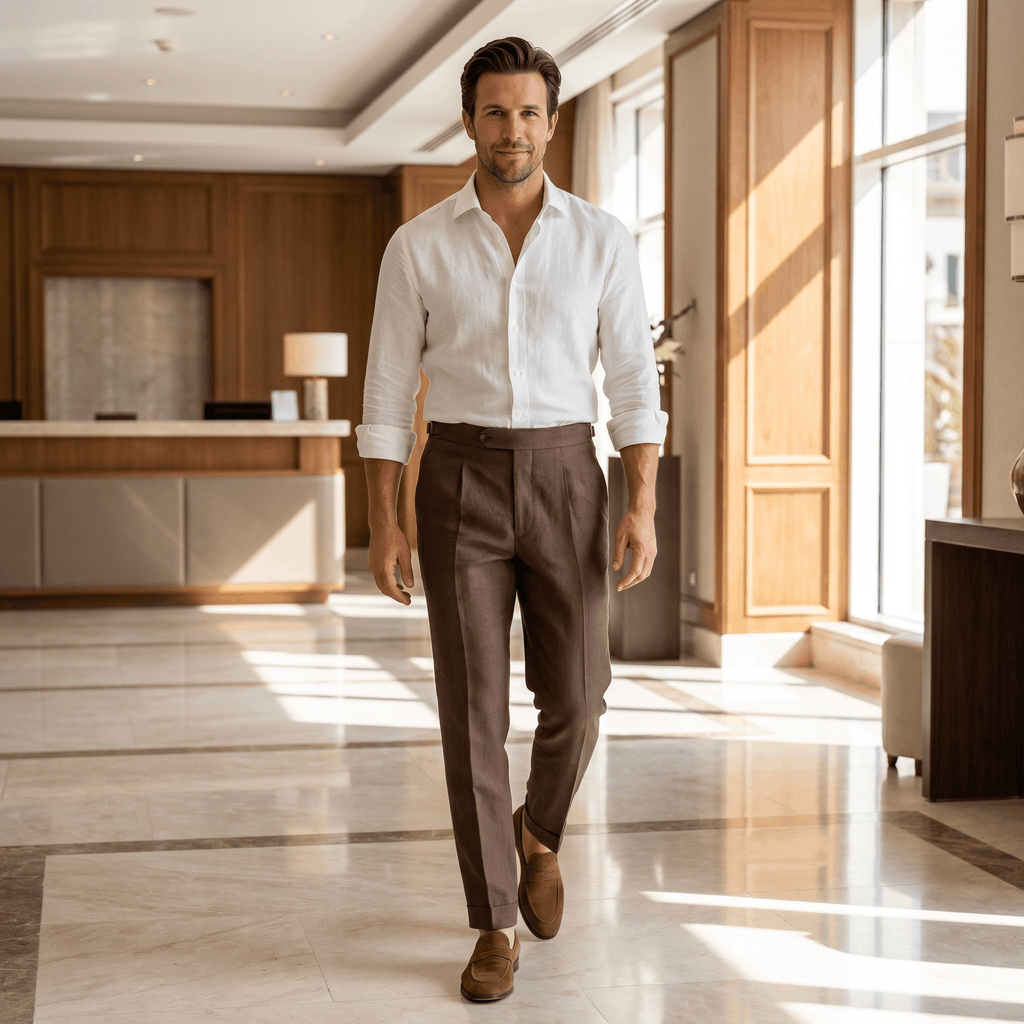 Felix Gurkha Linen Pants – High Waist Straight Leg Tailored Bottoms