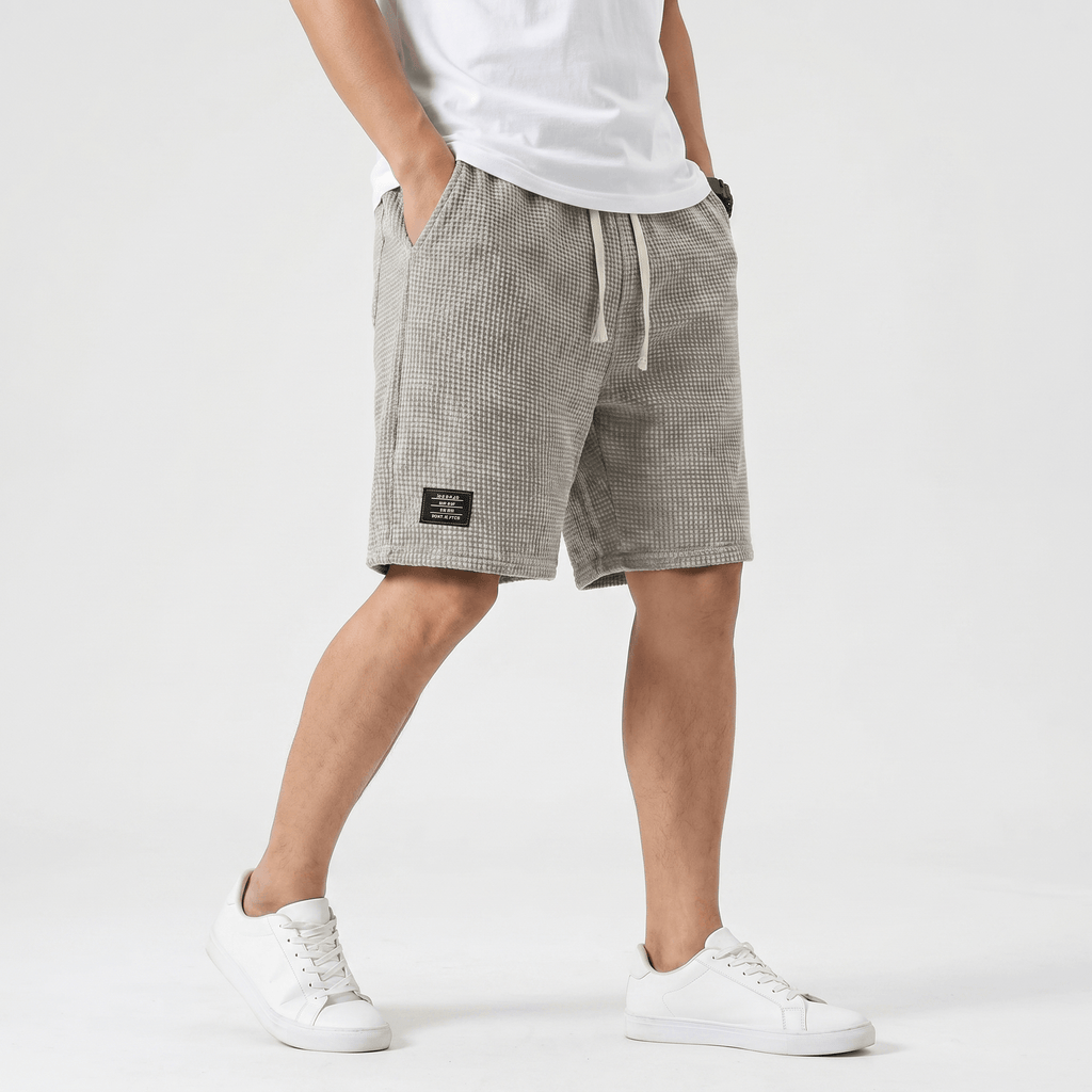 Tobias Waffle Summer Shorts – Drawstring Breathable Relaxed Casual Bottoms