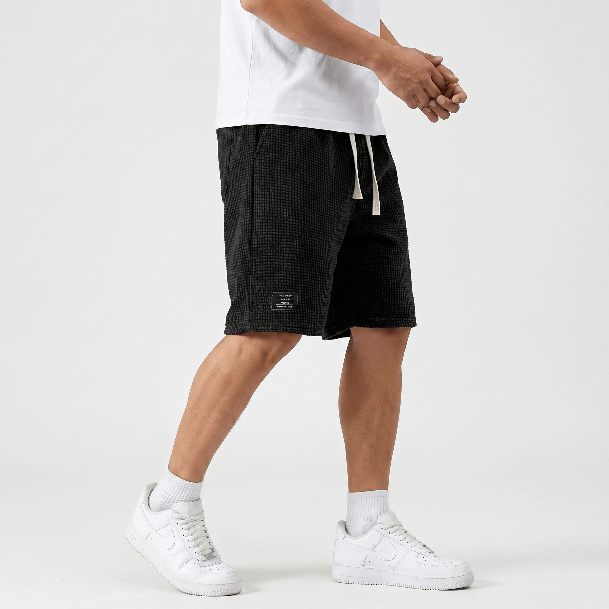 Tobias Waffle Summer Shorts – Drawstring Breathable Relaxed Casual Bottoms