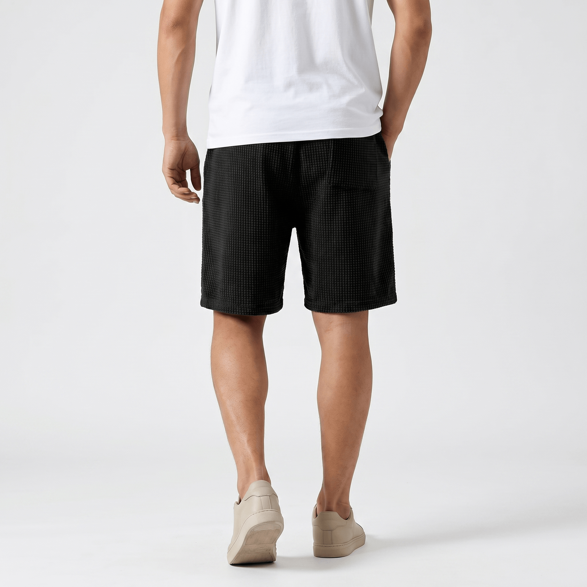 Tobias Waffle Summer Shorts – Drawstring Breathable Relaxed Casual Bottoms