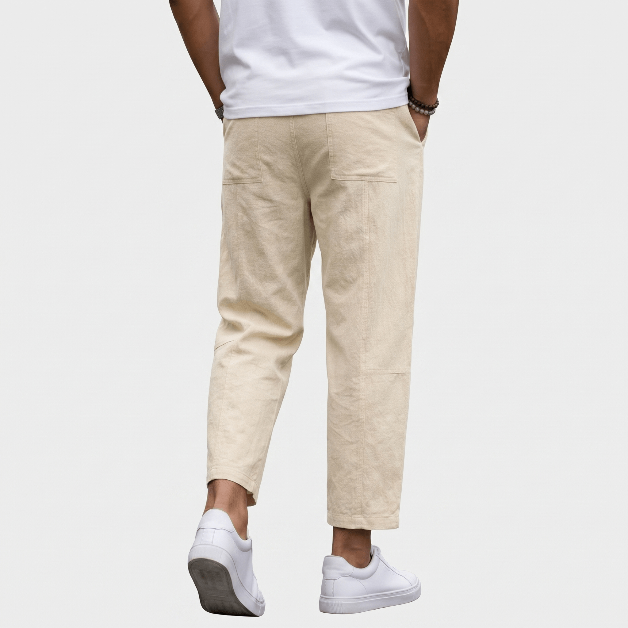 Matteo Cropped Linen Pants – Elastic Drawstring Breathable Relaxed Summer Bottoms