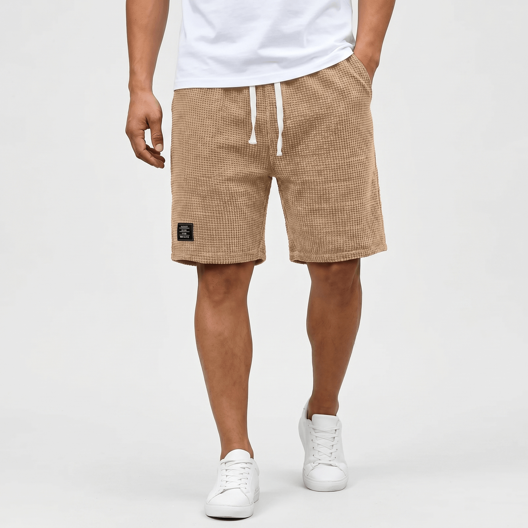 Tobias Waffle Summer Shorts – Drawstring Breathable Relaxed Casual Bottoms