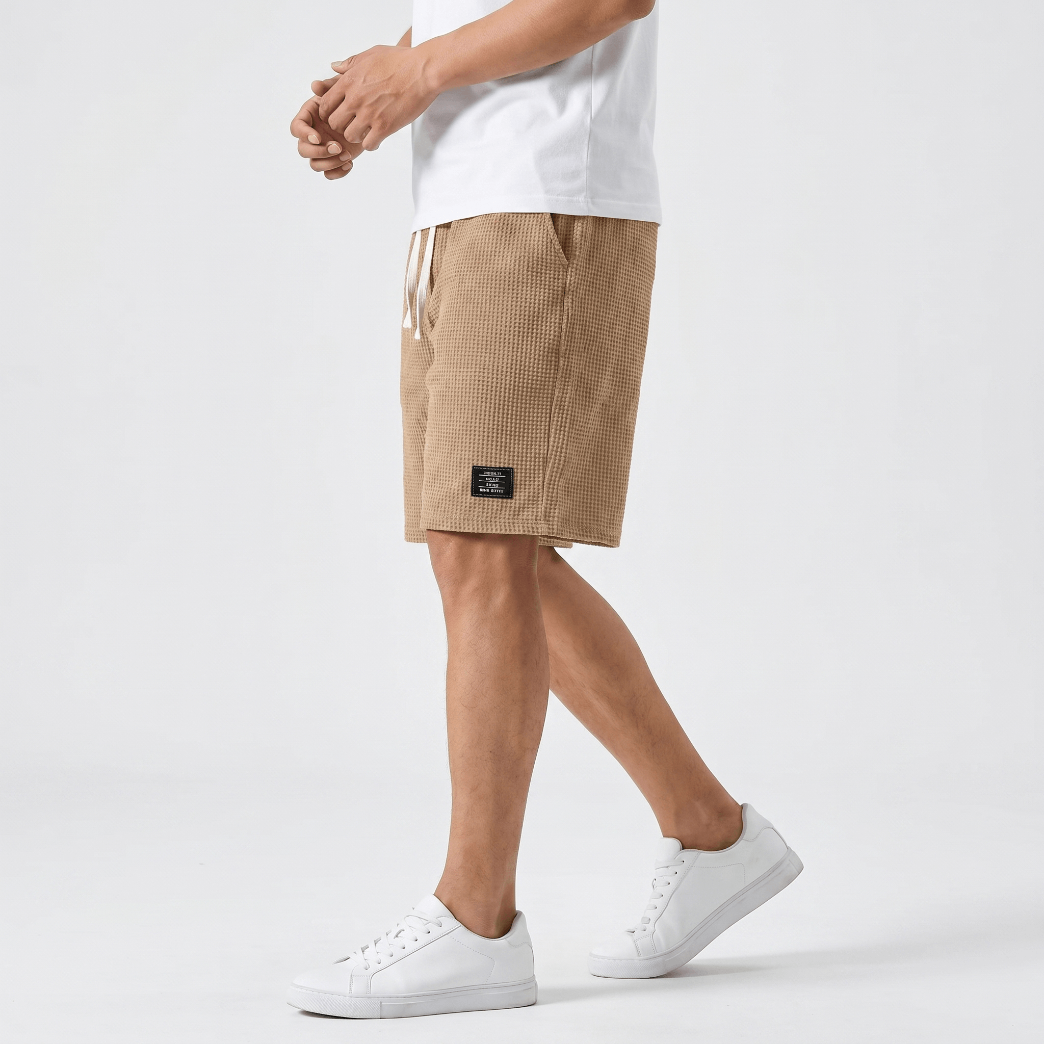 Tobias Waffle Summer Shorts – Drawstring Breathable Relaxed Casual Bottoms