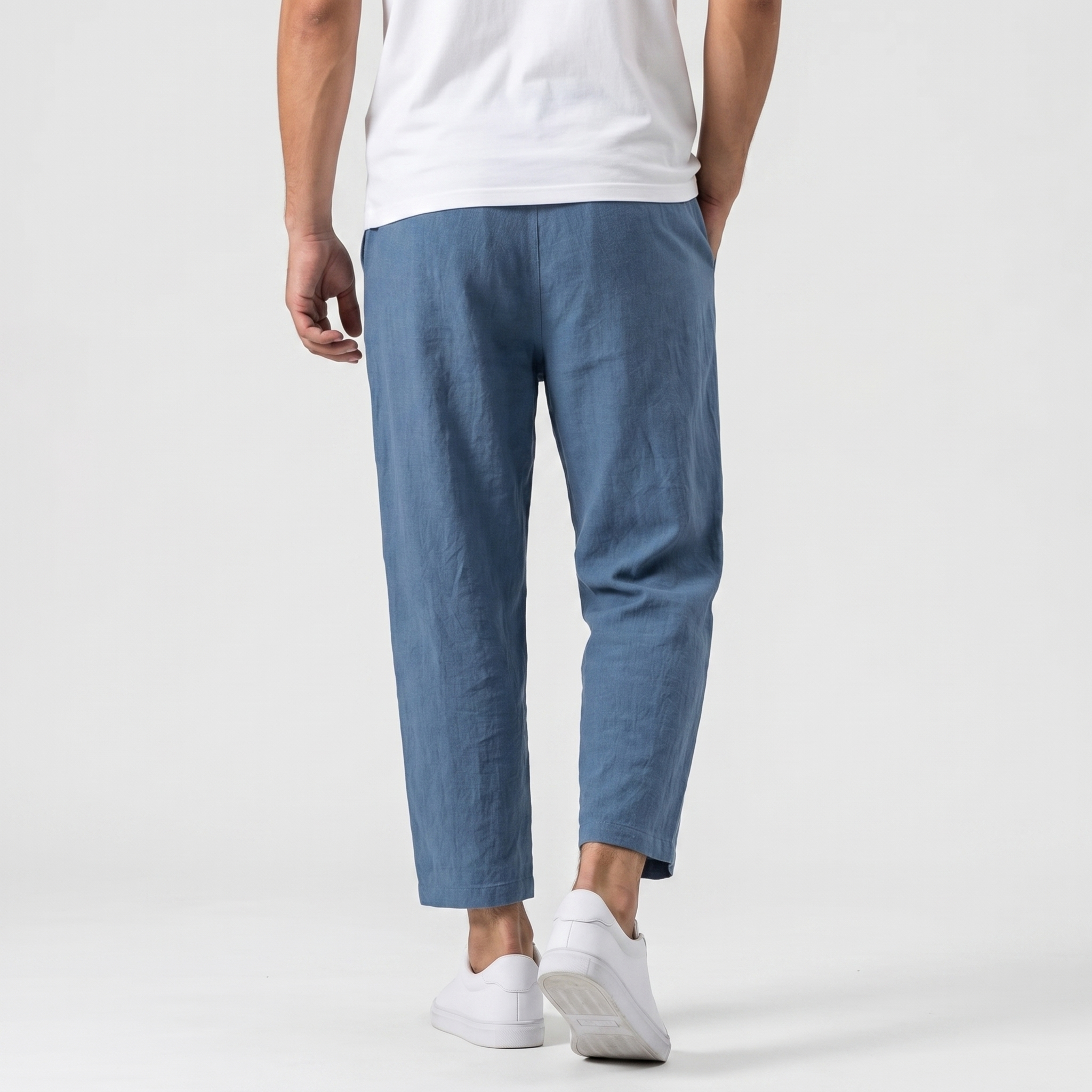 Matteo Cropped Linen Pants – Elastic Drawstring Breathable Relaxed Summer Bottoms