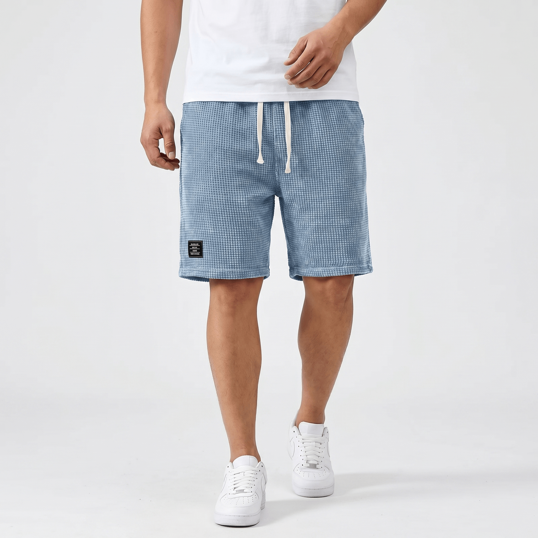 Tobias Waffle Summer Shorts – Drawstring Breathable Relaxed Casual Bottoms
