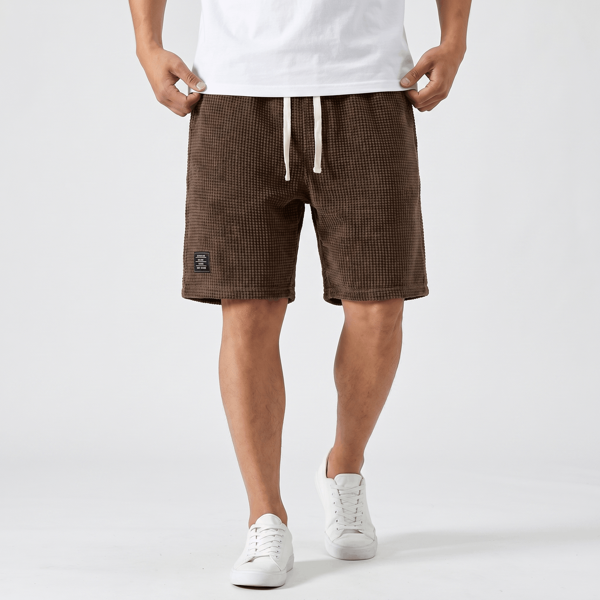 Tobias Waffle Summer Shorts – Drawstring Breathable Relaxed Casual Bottoms