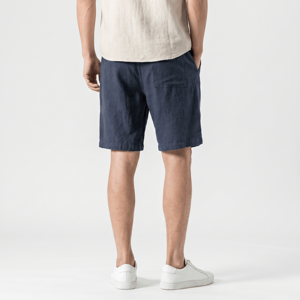 Samuel Organic Cotton Linen Shorts – Drawstring Minimalist Relaxed Summer Bottoms