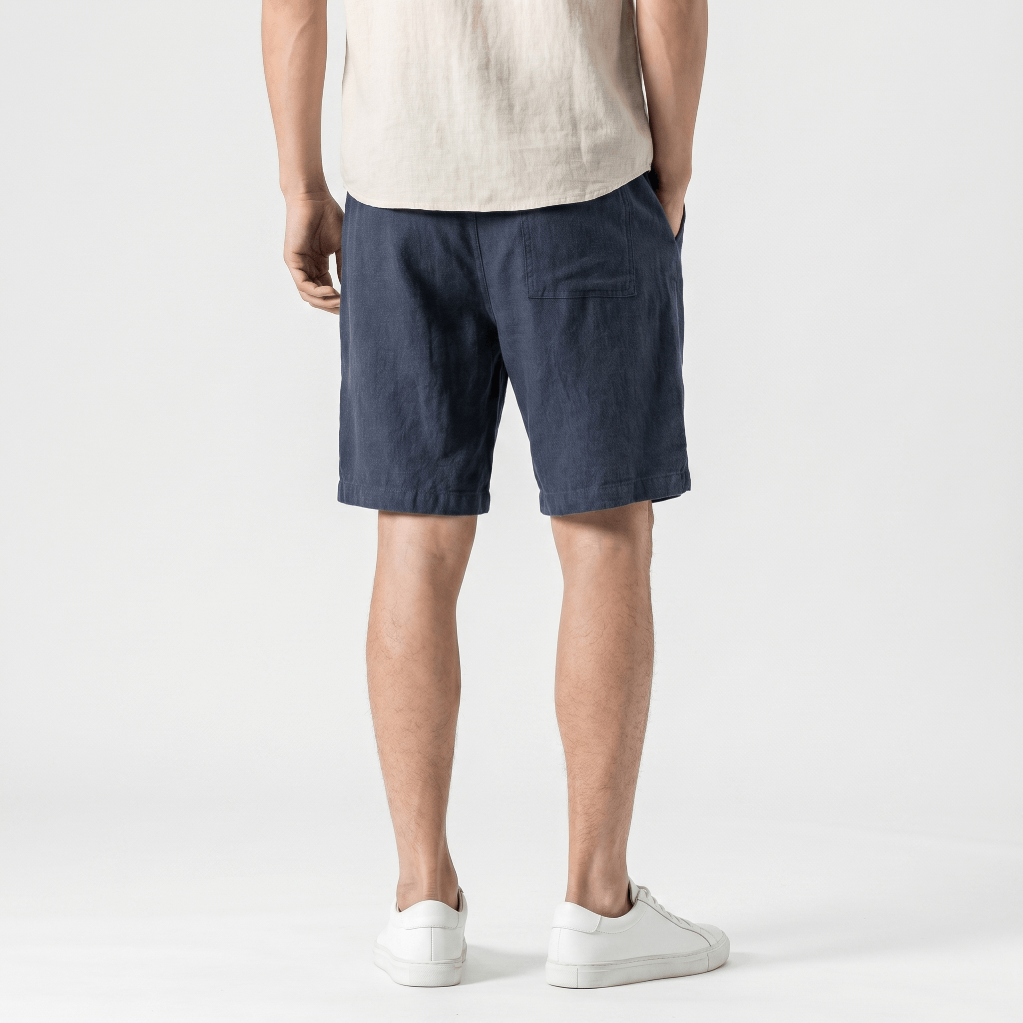 Samuel Organic Cotton Linen Shorts – Drawstring Minimalist Relaxed Summer Bottoms