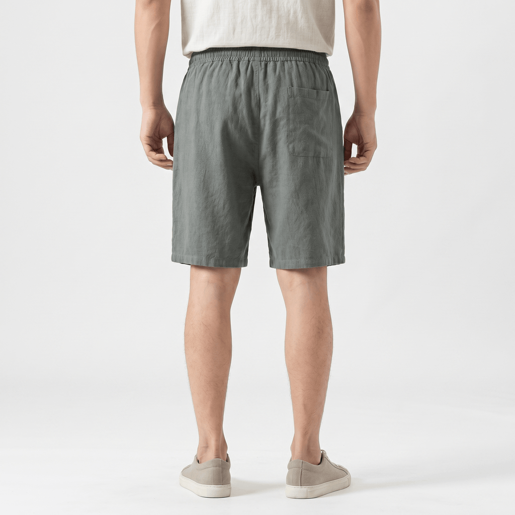 Samuel Organic Cotton Linen Shorts – Drawstring Minimalist Relaxed Summer Bottoms