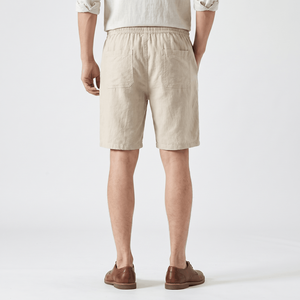 Samuel Organic Cotton Linen Shorts – Drawstring Minimalist Relaxed Summer Bottoms