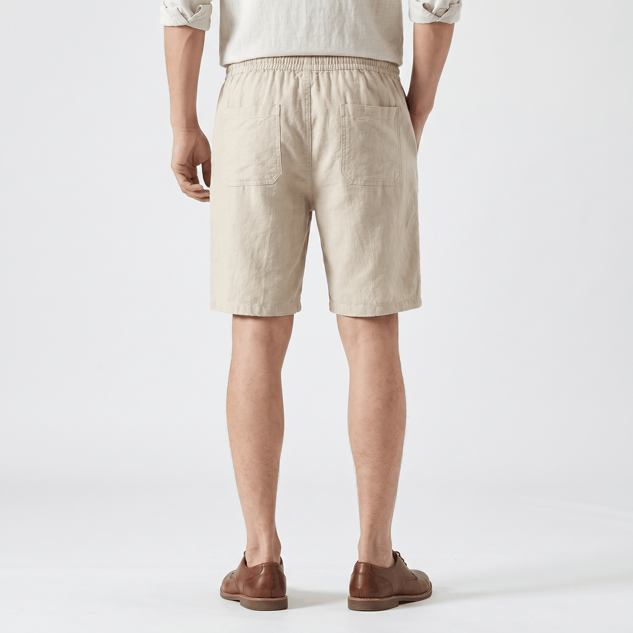 Samuel Organic Cotton Linen Shorts – Drawstring Minimalist Relaxed Summer Bottoms