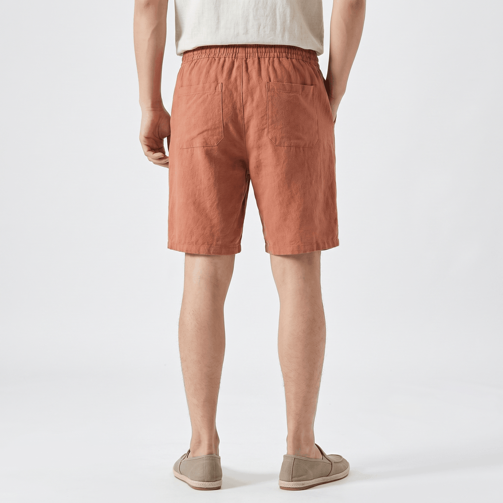Samuel Organic Cotton Linen Shorts – Drawstring Minimalist Relaxed Summer Bottoms