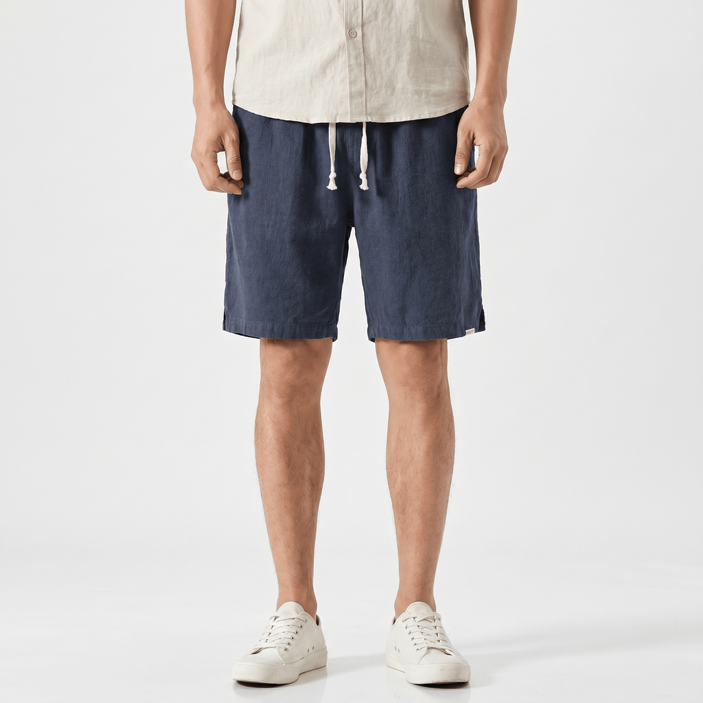 Samuel Organic Cotton Linen Shorts – Drawstring Minimalist Relaxed Summer Bottoms