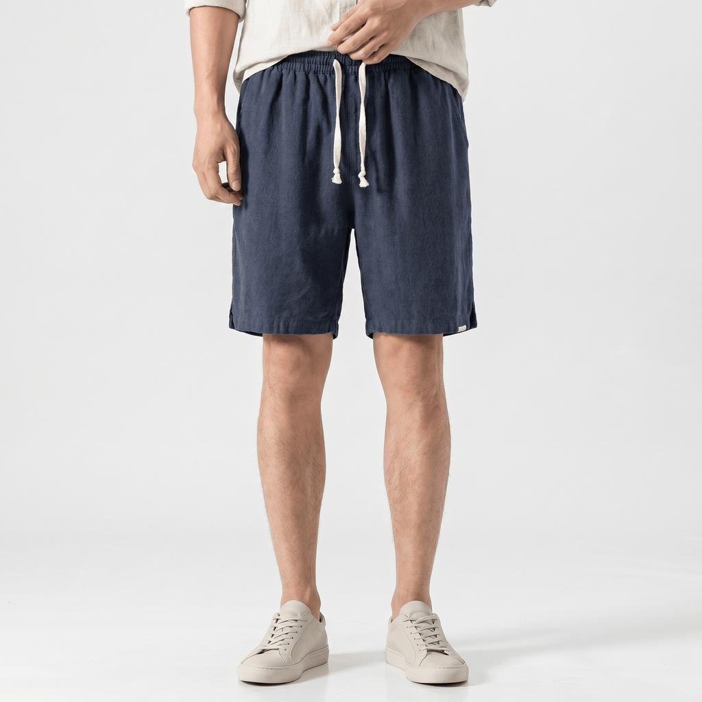 Samuel Organic Cotton Linen Shorts – Drawstring Minimalist Relaxed Summer Bottoms