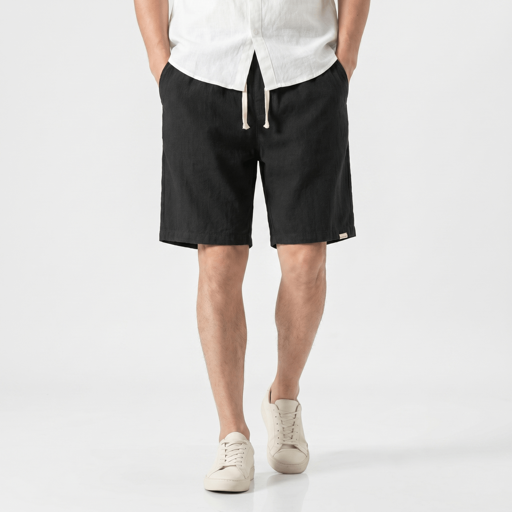 Samuel Organic Cotton Linen Shorts – Drawstring Minimalist Relaxed Summer Bottoms