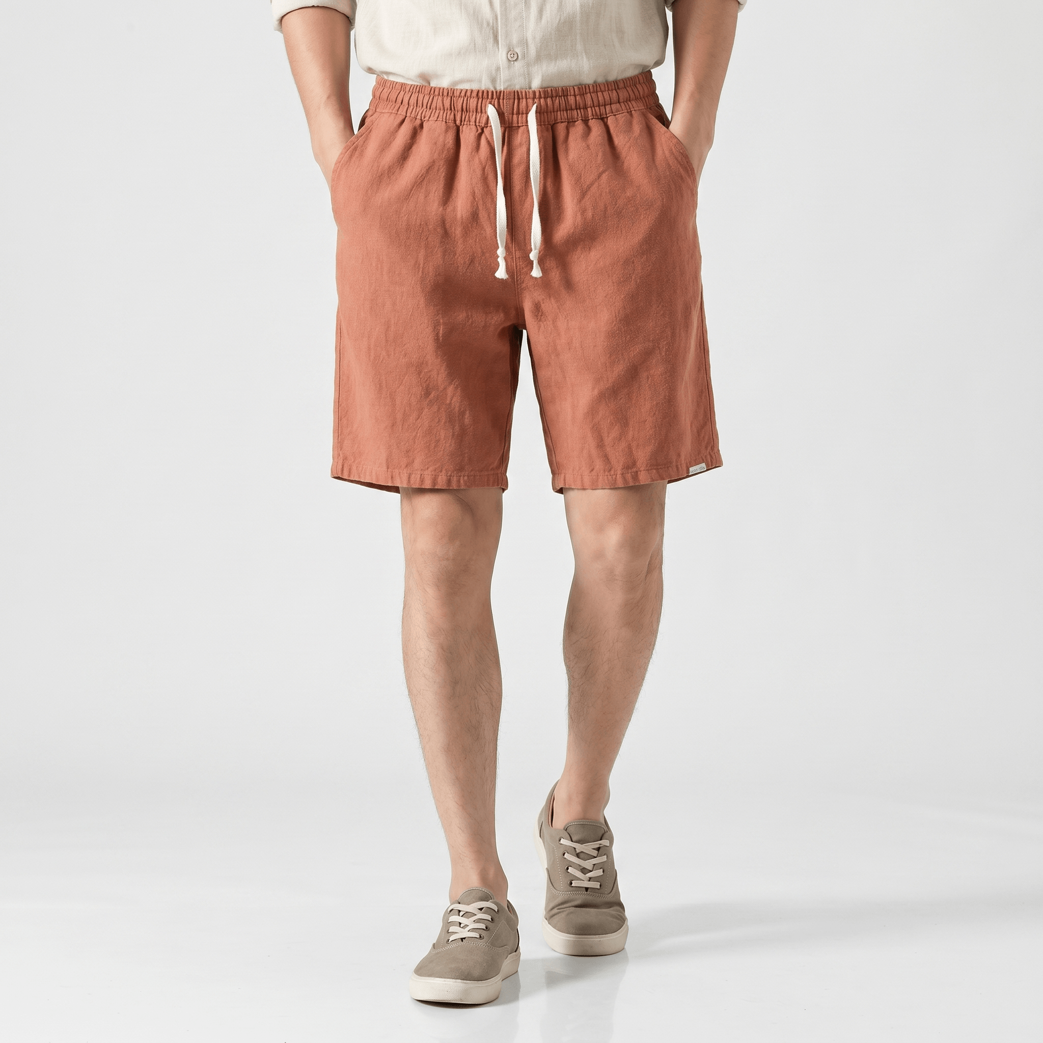 Samuel Organic Cotton Linen Shorts – Drawstring Minimalist Relaxed Summer Bottoms
