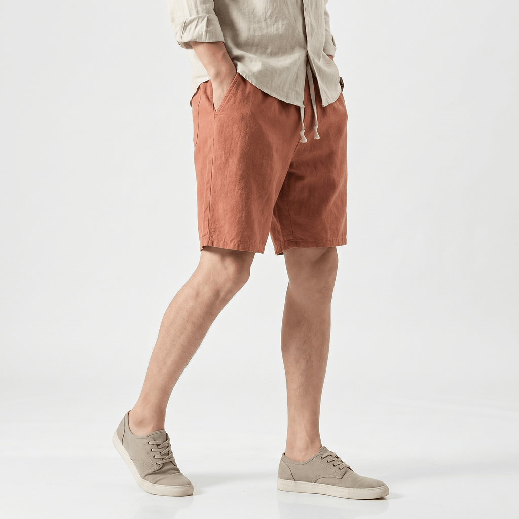 Samuel Organic Cotton Linen Shorts – Drawstring Minimalist Relaxed Summer Bottoms