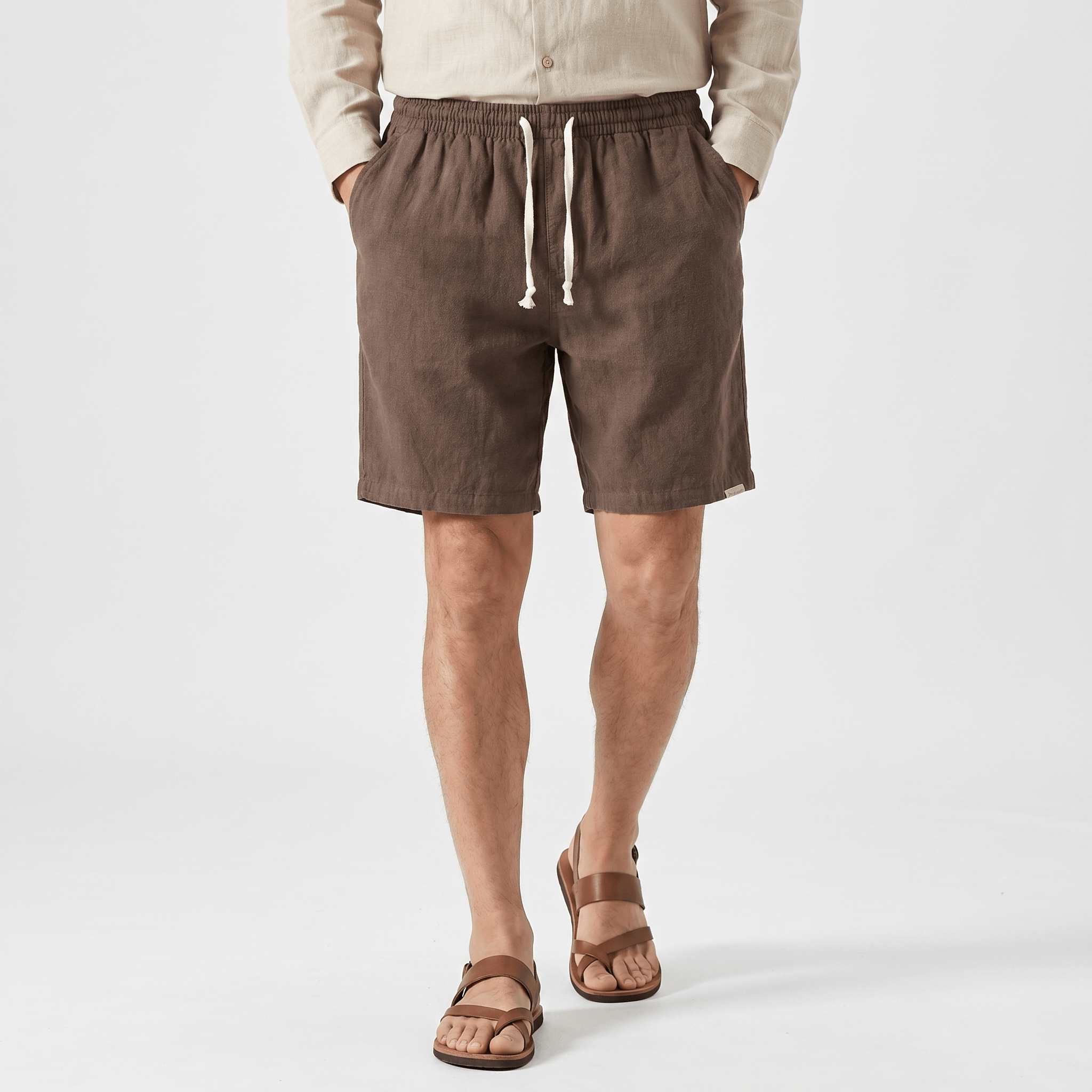 Samuel Organic Cotton Linen Shorts – Drawstring Minimalist Relaxed Summer Bottoms