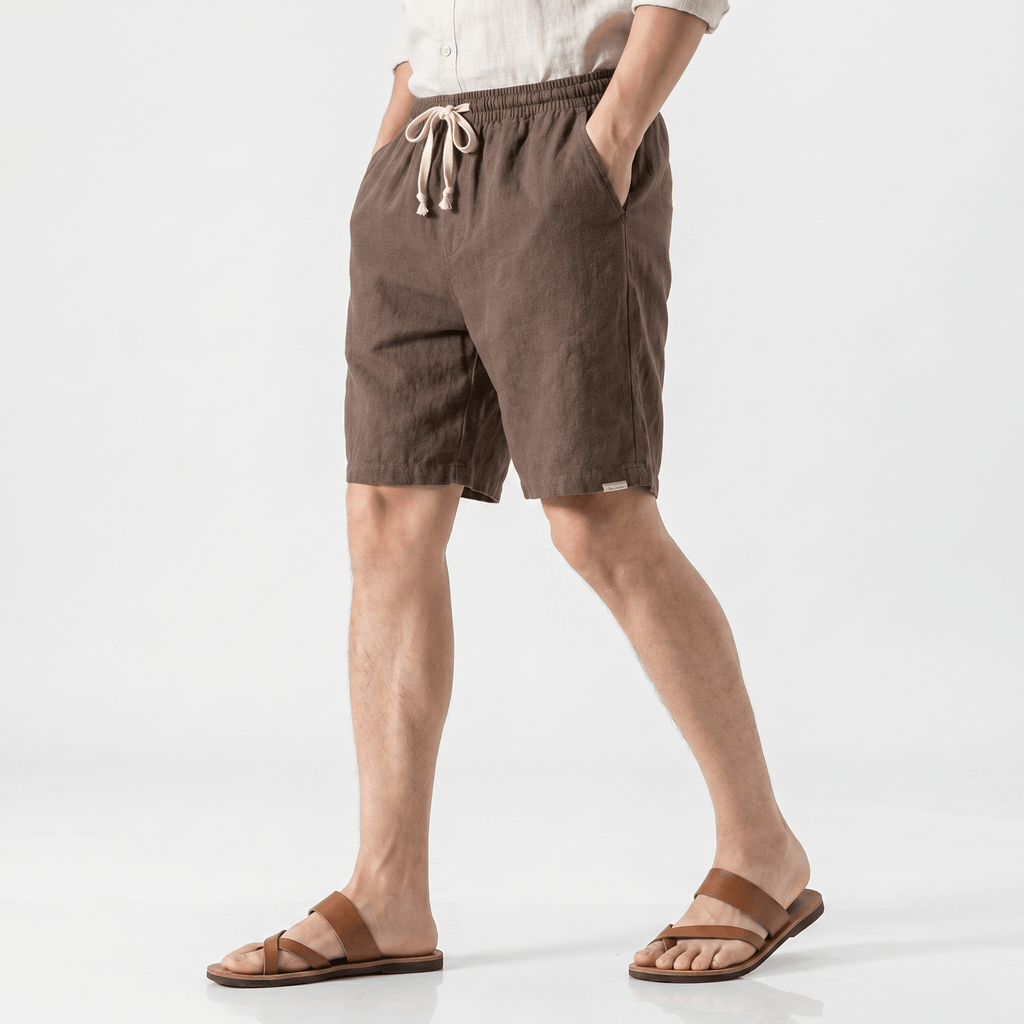 Samuel Organic Cotton Linen Shorts – Drawstring Minimalist Relaxed Summer Bottoms