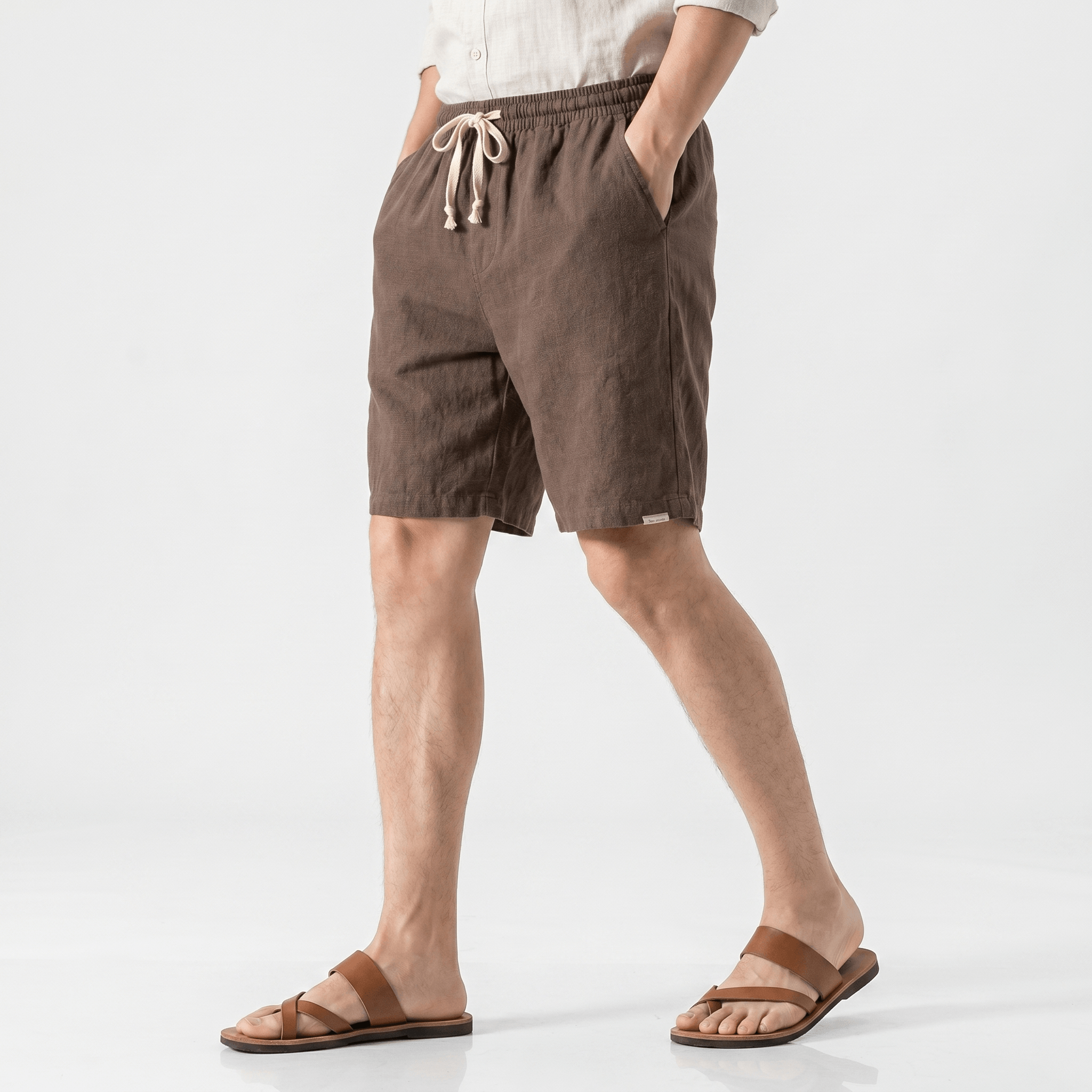 Samuel Organic Cotton Linen Shorts – Drawstring Minimalist Relaxed Summer Bottoms