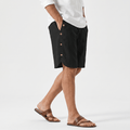 Stefan Cotton Linen Pants – Drawstring Side Button Relaxed Summer Bottoms