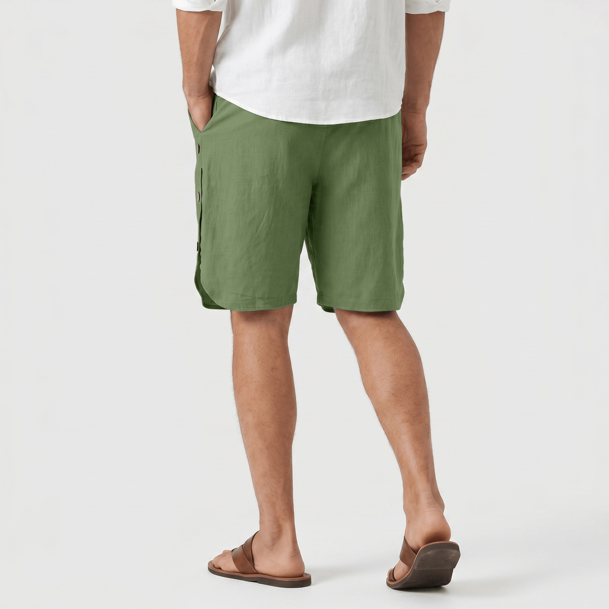 Stefan Cotton Linen Pants – Drawstring Side Button Relaxed Summer Bottoms