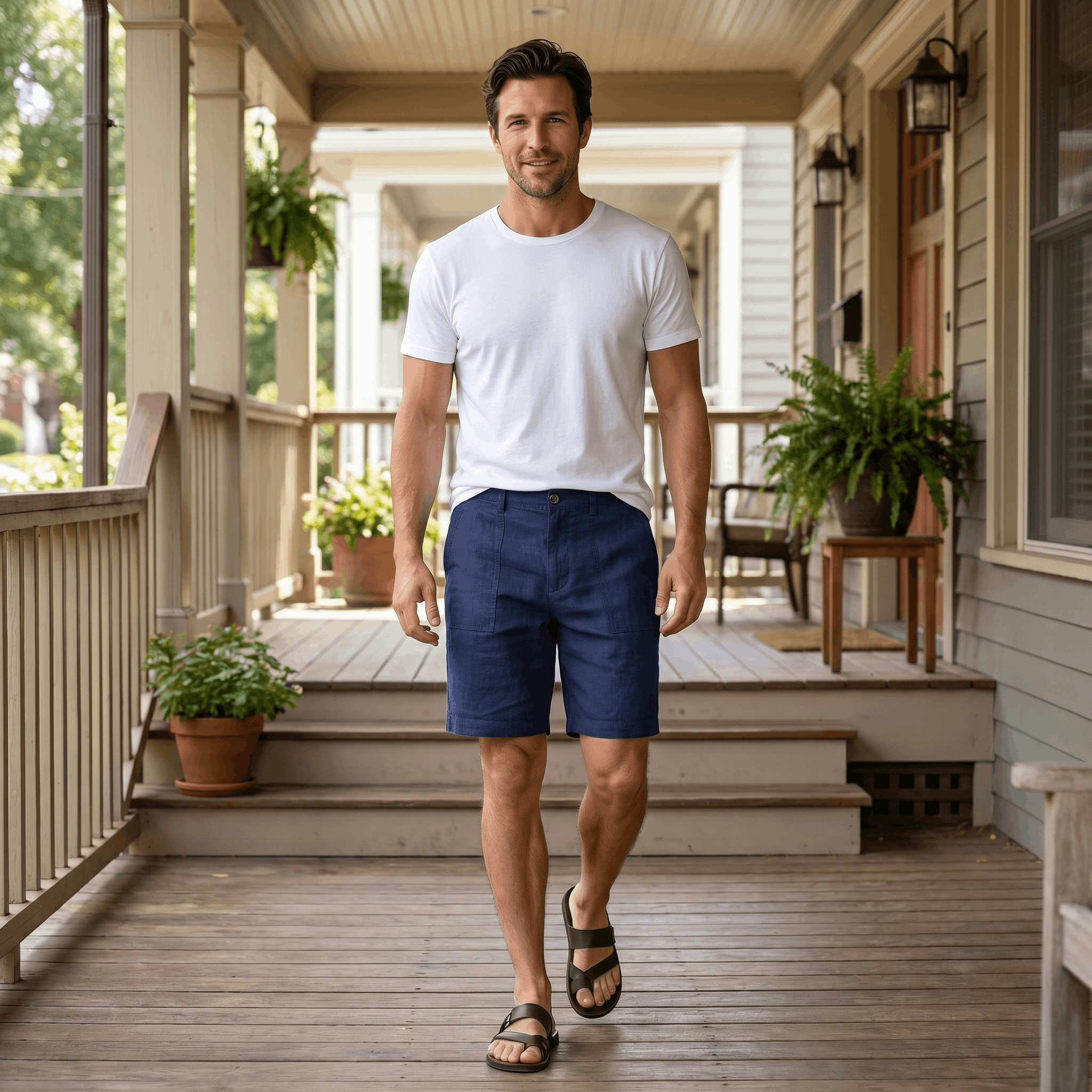 Gabriel Linen Chino Shorts – Flat Front Breathable Relaxed Summer Bottoms