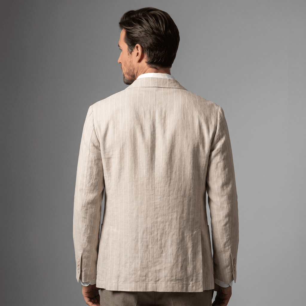 William Pinstripe Linen Blend Blazer – Relaxed Retro Lightweight Smart Casual Jacket
