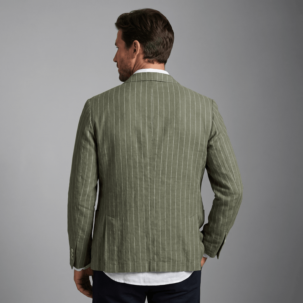 William Pinstripe Linen Blend Blazer – Relaxed Retro Lightweight Smart Casual Jacket