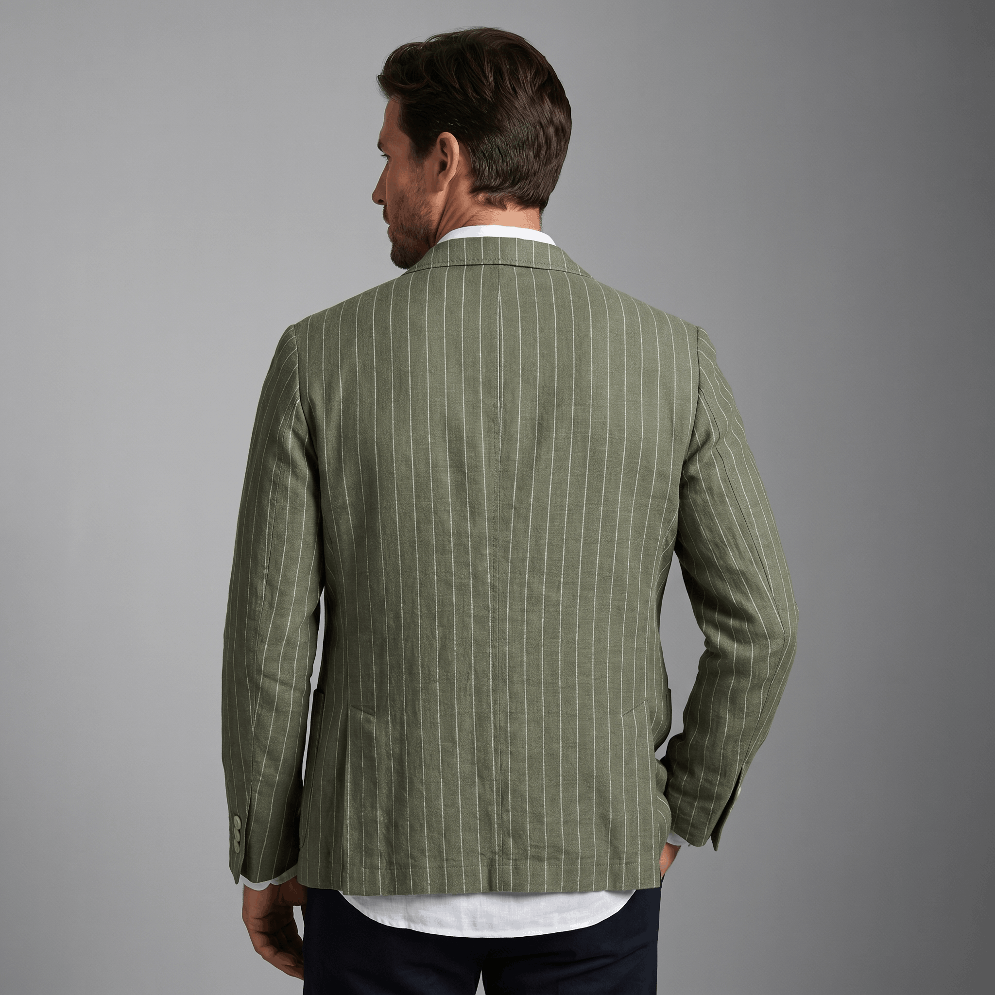 William Pinstripe Linen Blend Blazer – Relaxed Retro Lightweight Smart Casual Jacket