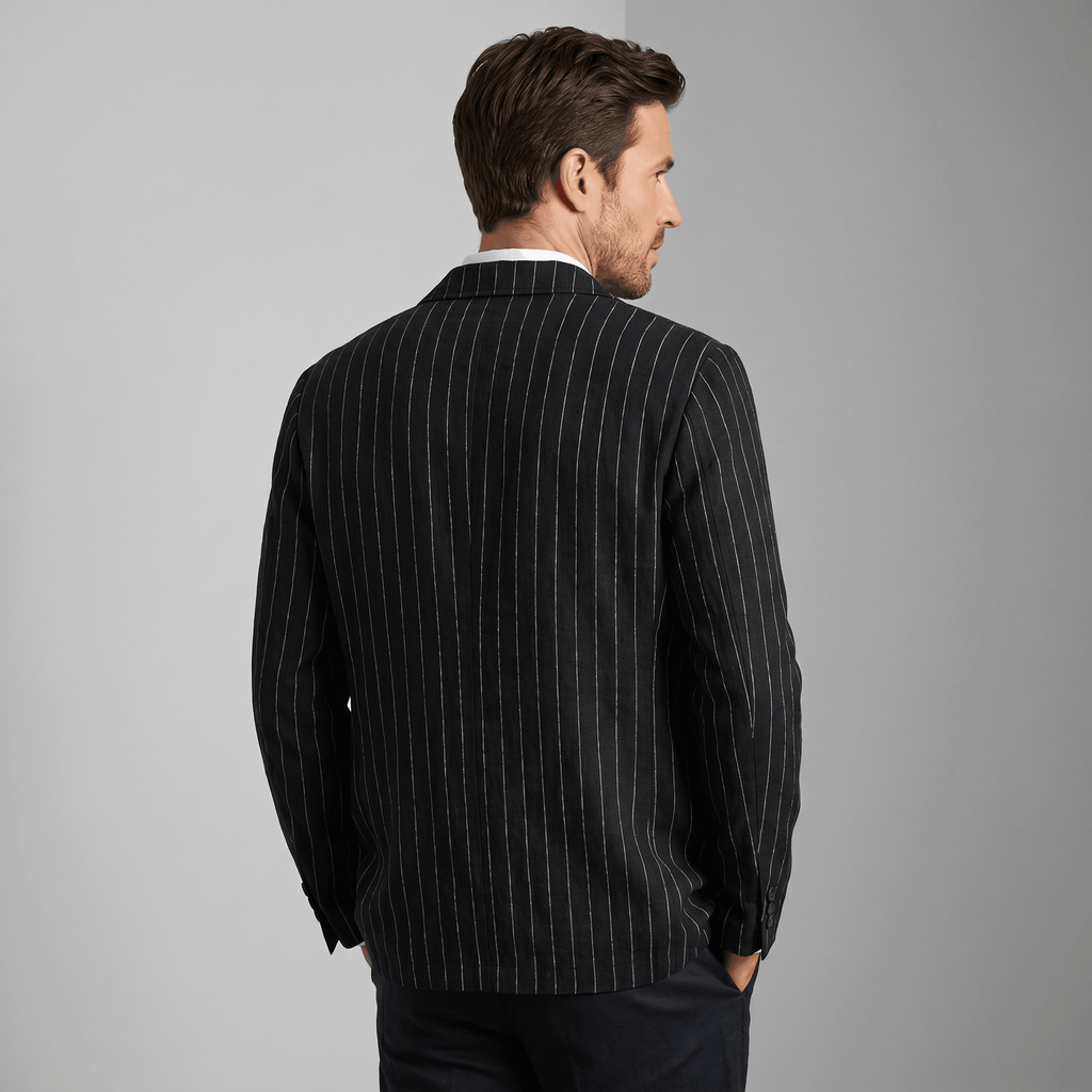 William Pinstripe Linen Blend Blazer – Relaxed Retro Lightweight Smart Casual Jacket