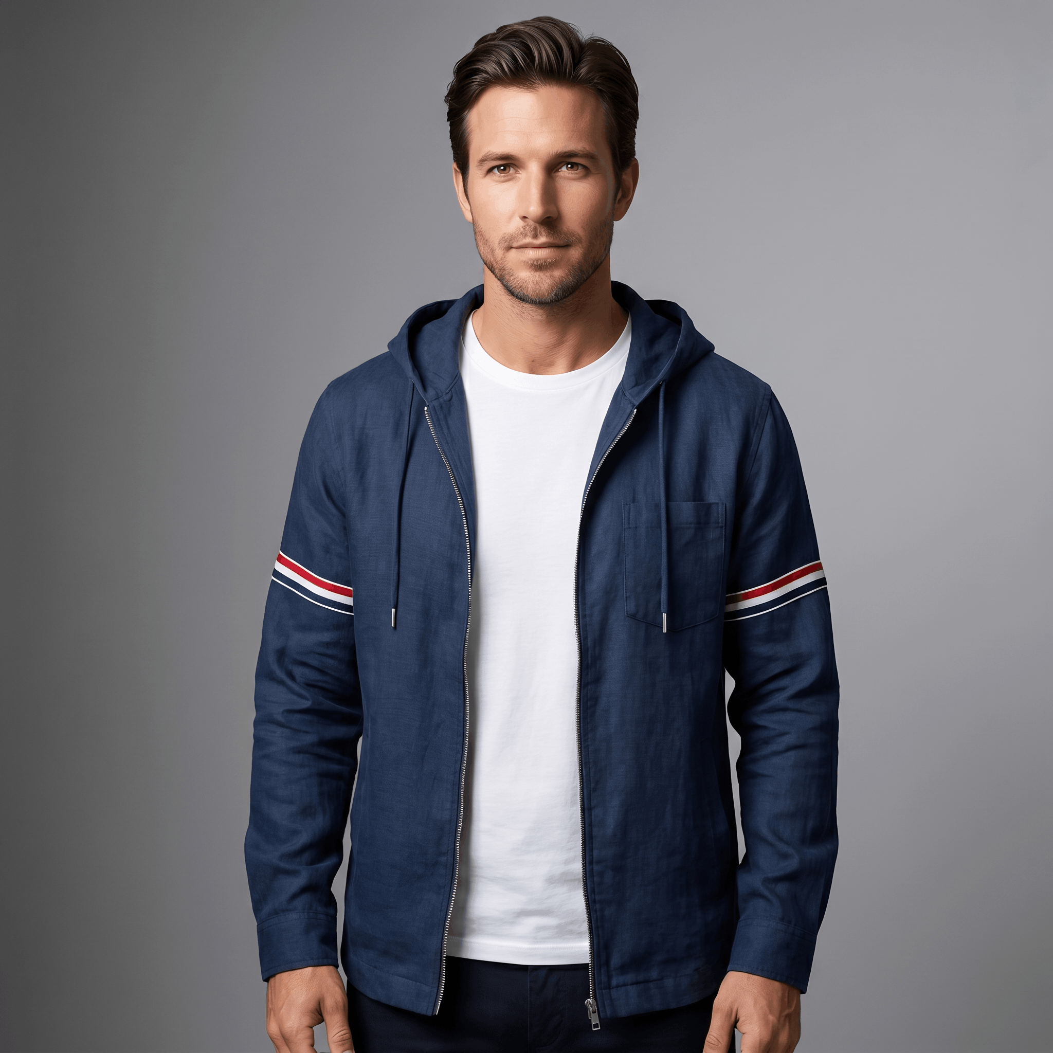 Conrad Hooded Linen Jacket — Lightweight Tailored Fit Layering Piece