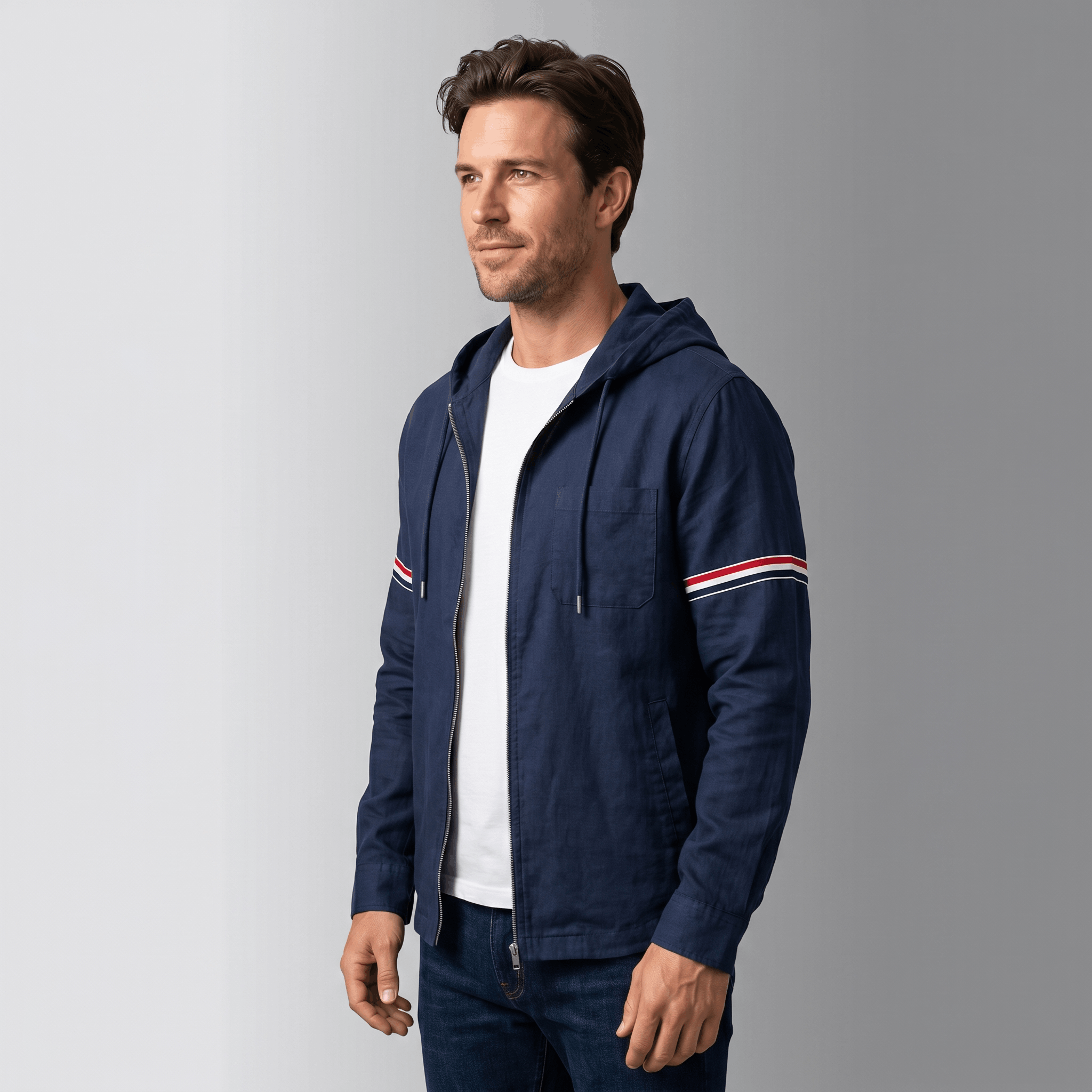 Conrad Hooded Linen Jacket — Lightweight Tailored Fit Layering Piece