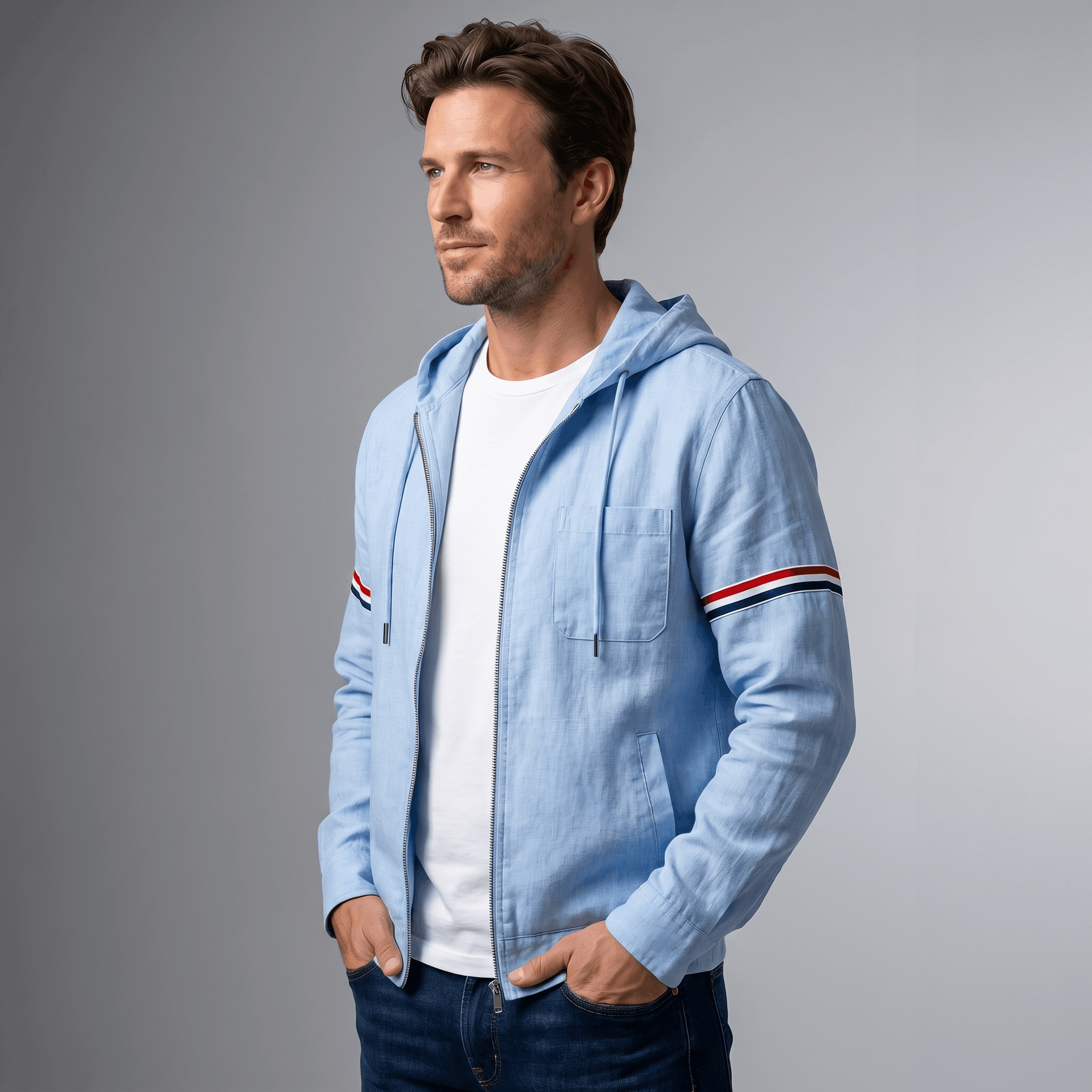 Conrad Hooded Linen Jacket — Lightweight Tailored Fit Layering Piece
