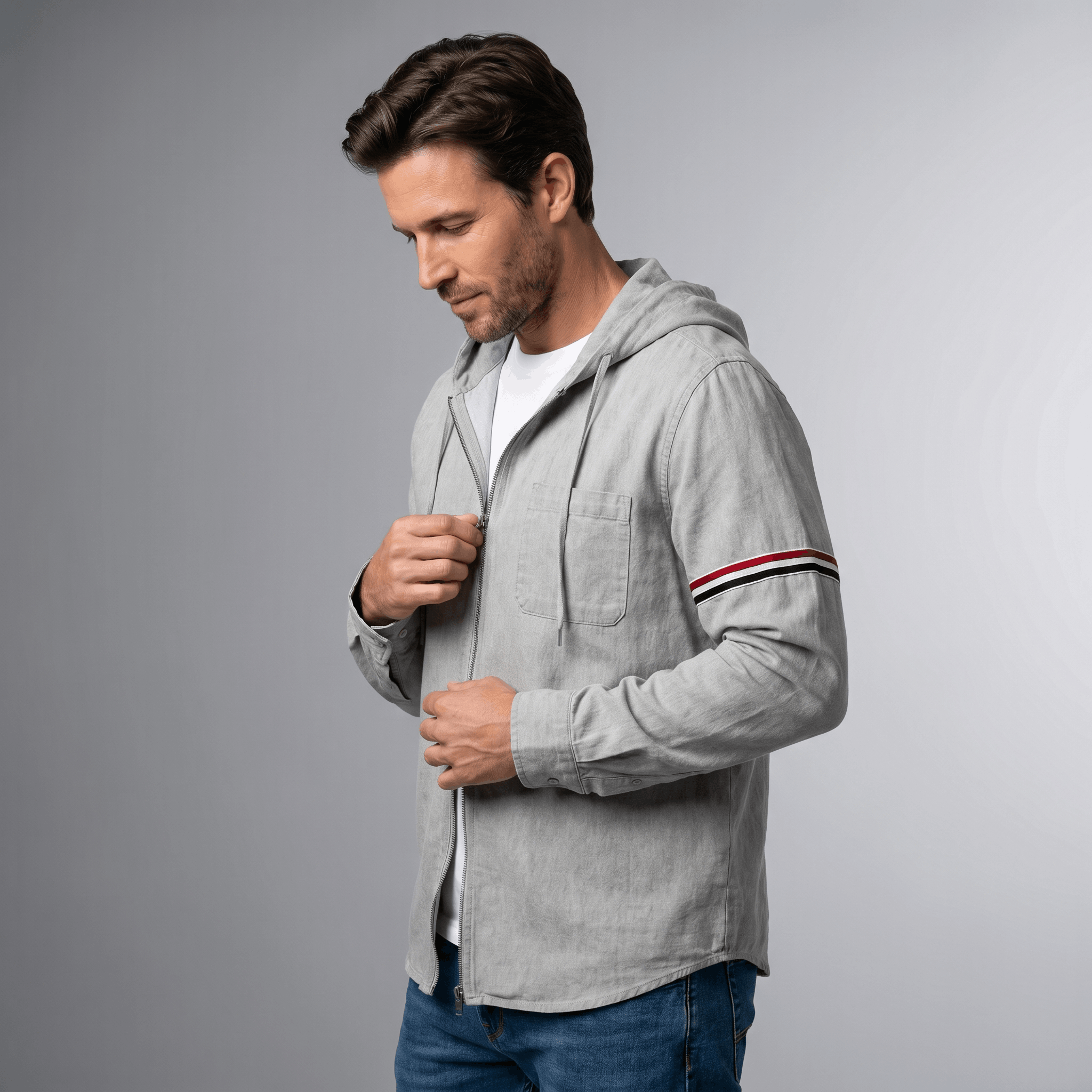 Conrad Hooded Linen Jacket — Lightweight Tailored Fit Layering Piece