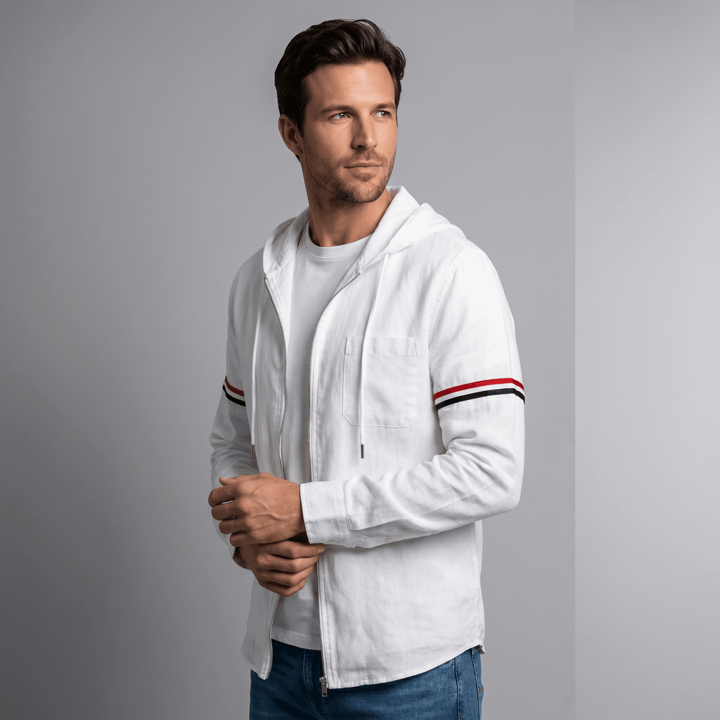 Conrad Hooded Linen Jacket — Lightweight Tailored Fit Layering Piece