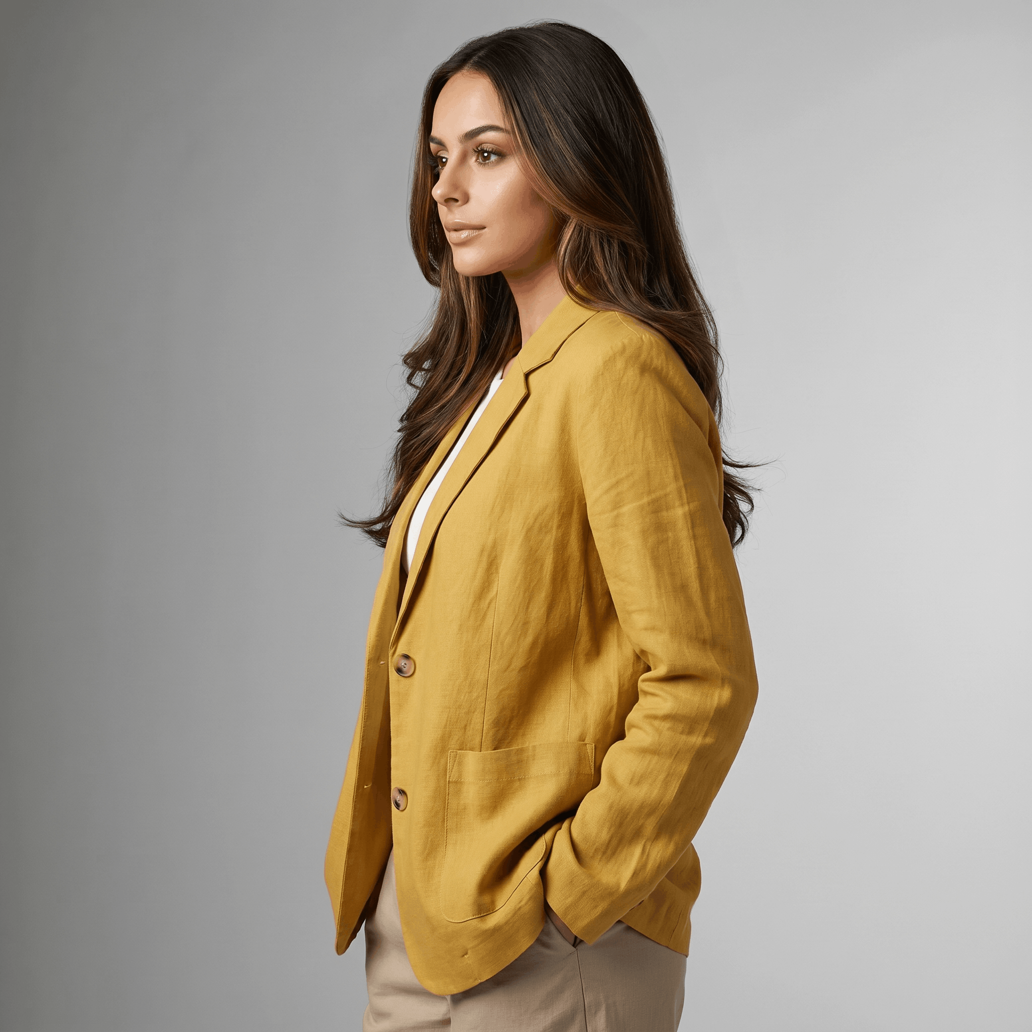 Megan Lightweight Linen Blazer – Tailored Relaxed Everyday Layering Jacket
