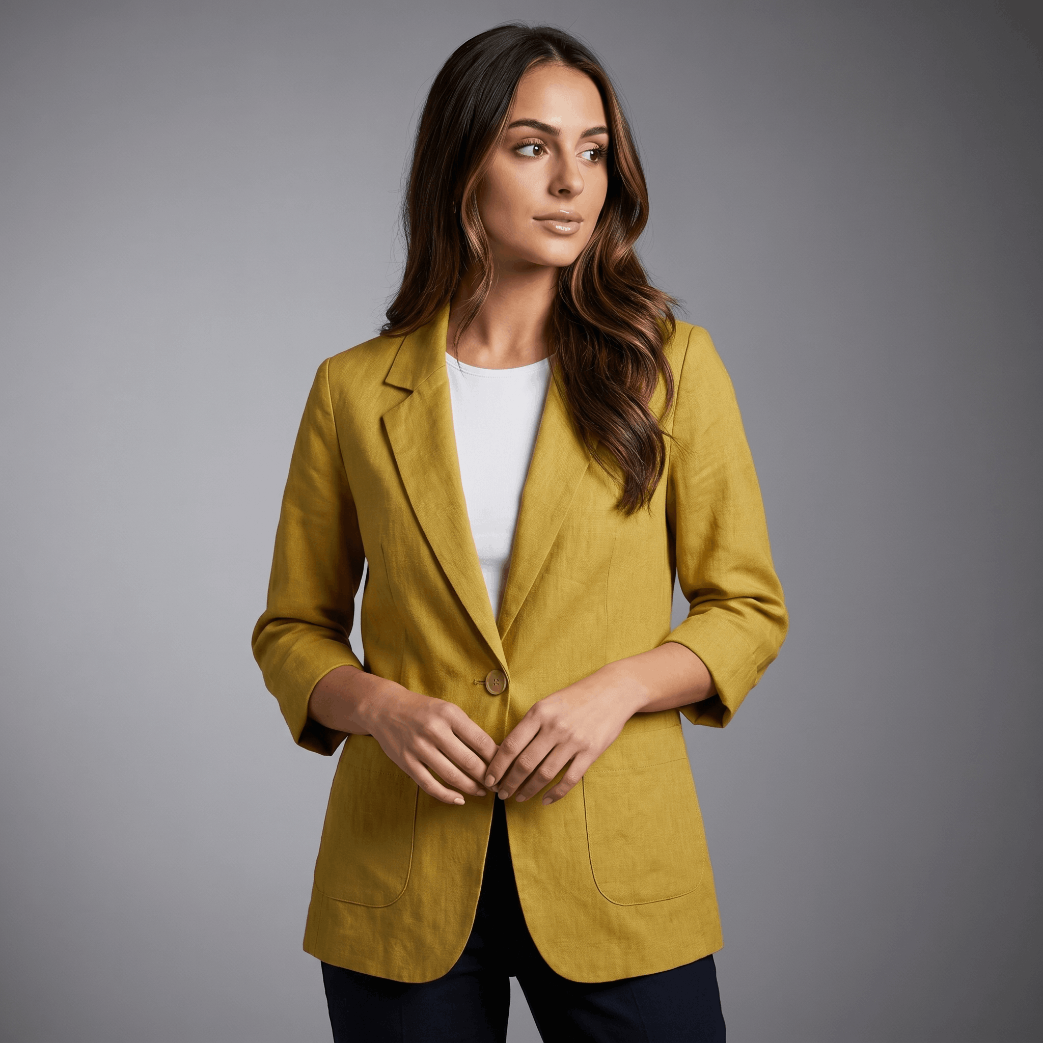Megan Lightweight Linen Blazer – Tailored Relaxed Everyday Layering Jacket