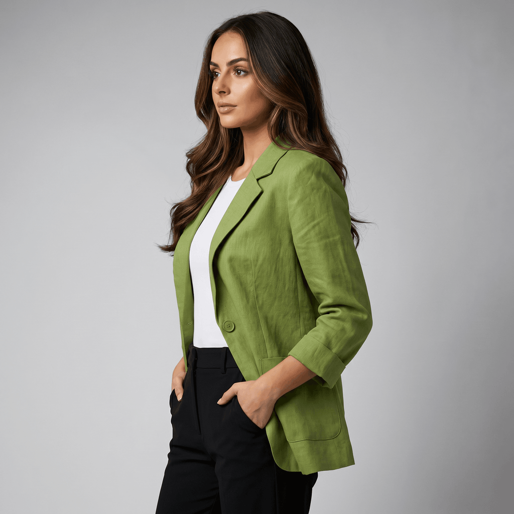 Ophelia Tailored Linen Blazer – Flattering Lightweight Layering Jacket