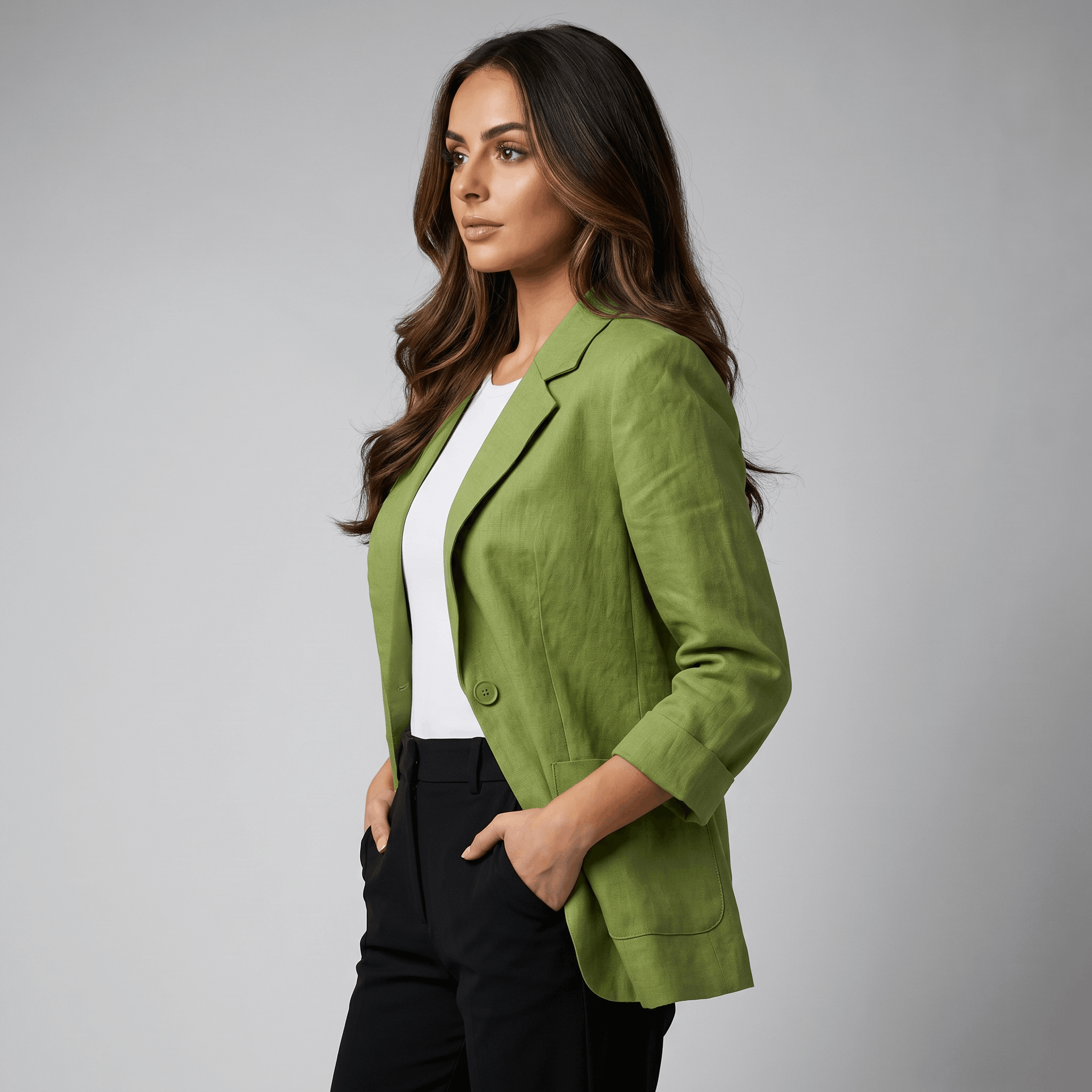 Ophelia Tailored Linen Blazer – Flattering Lightweight Layering Jacket