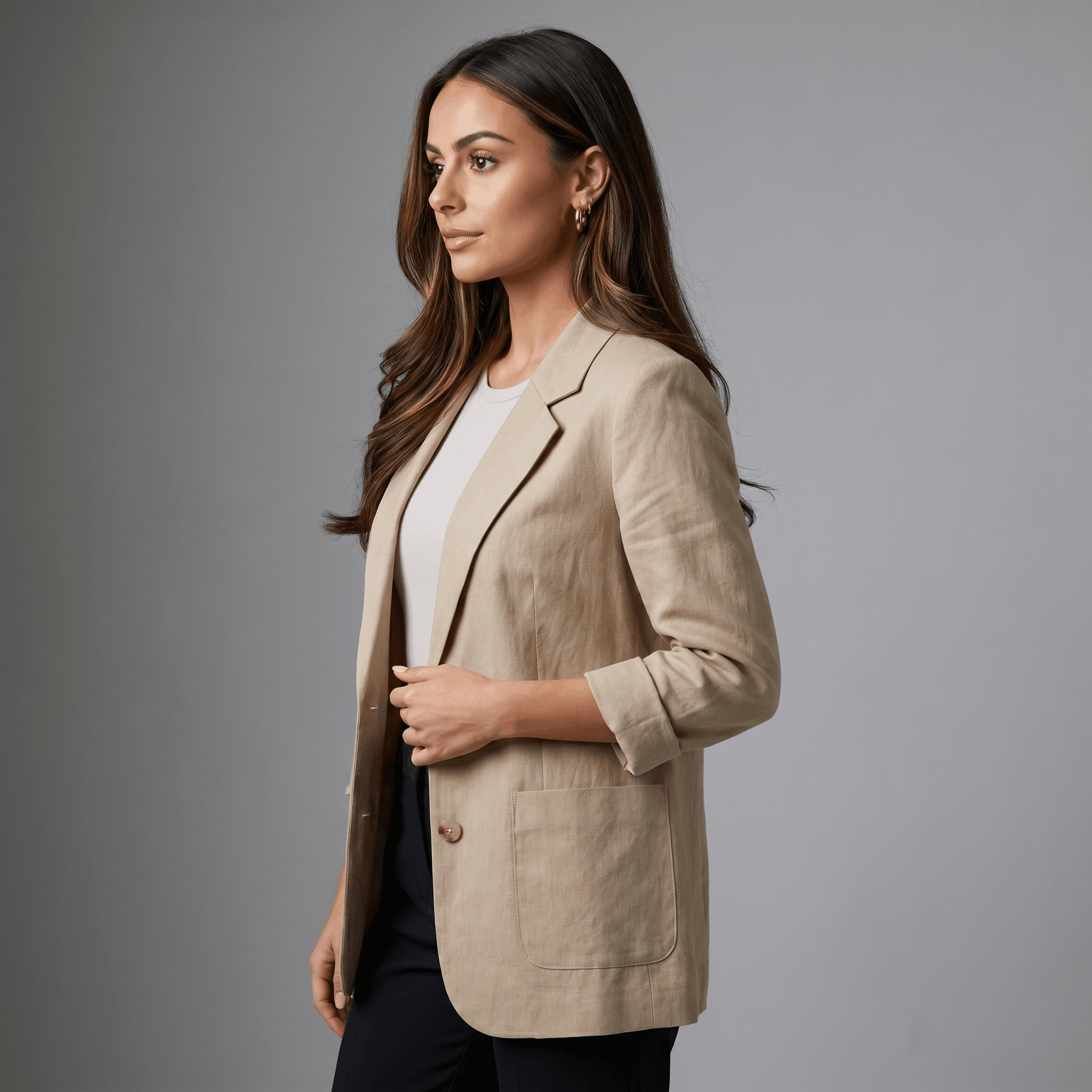 Ophelia Tailored Linen Blazer – Flattering Lightweight Layering Jacket