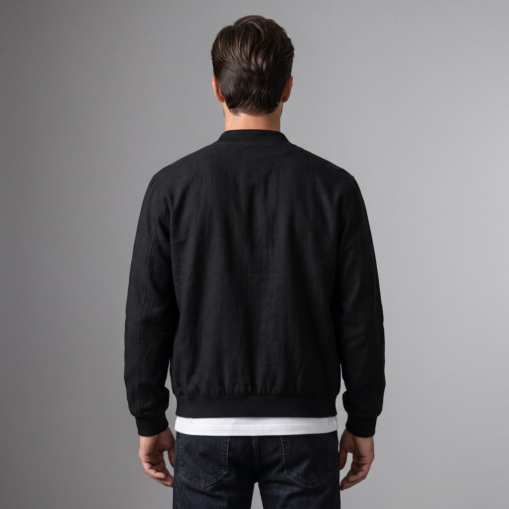 George Linen Cotton Zip-Up Jacket – Lightweight Bomber Style Casual Layer