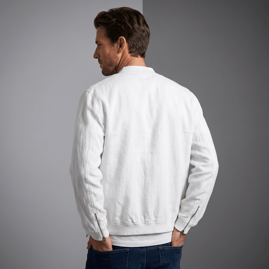 George Linen Cotton Zip-Up Jacket – Lightweight Bomber Style Casual Layer