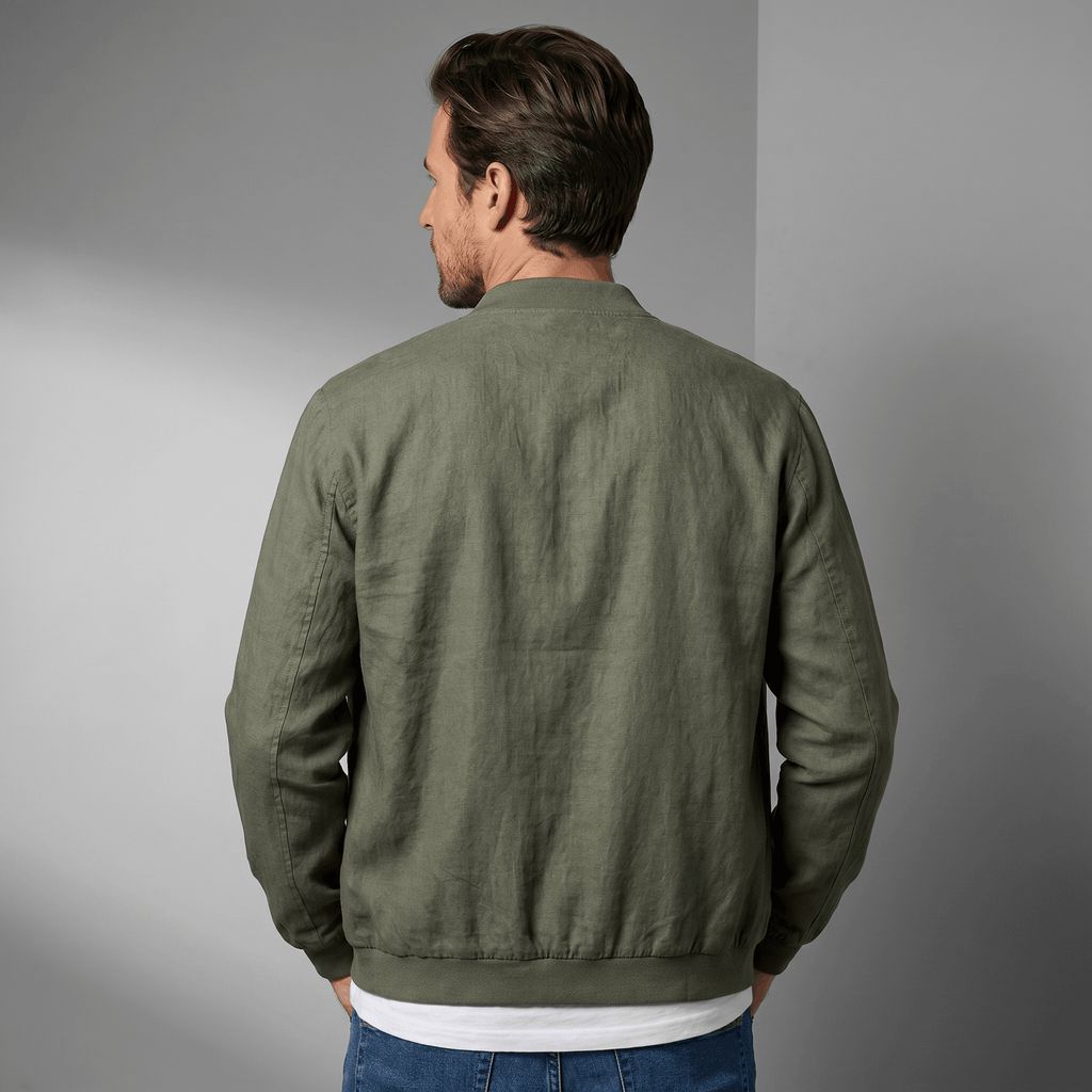 George Linen Cotton Zip-Up Jacket – Lightweight Bomber Style Casual Layer