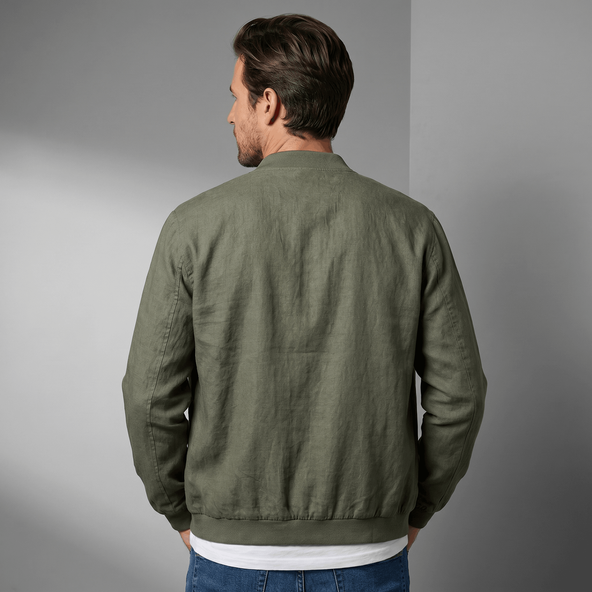 George Linen Cotton Zip-Up Jacket – Lightweight Bomber Style Casual Layer