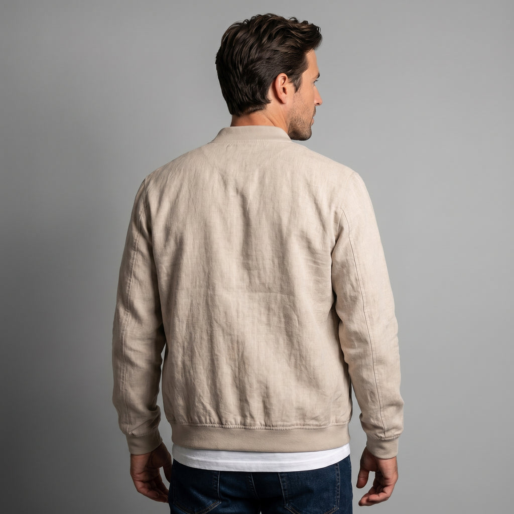 George Linen Cotton Zip-Up Jacket – Lightweight Bomber Style Casual Layer