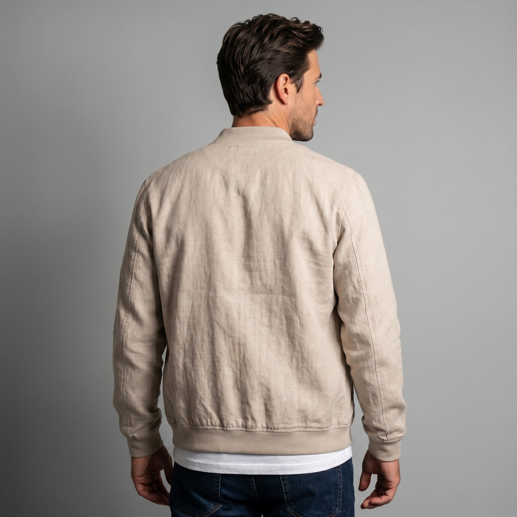 George Linen Cotton Zip-Up Jacket – Lightweight Bomber Style Casual Layer