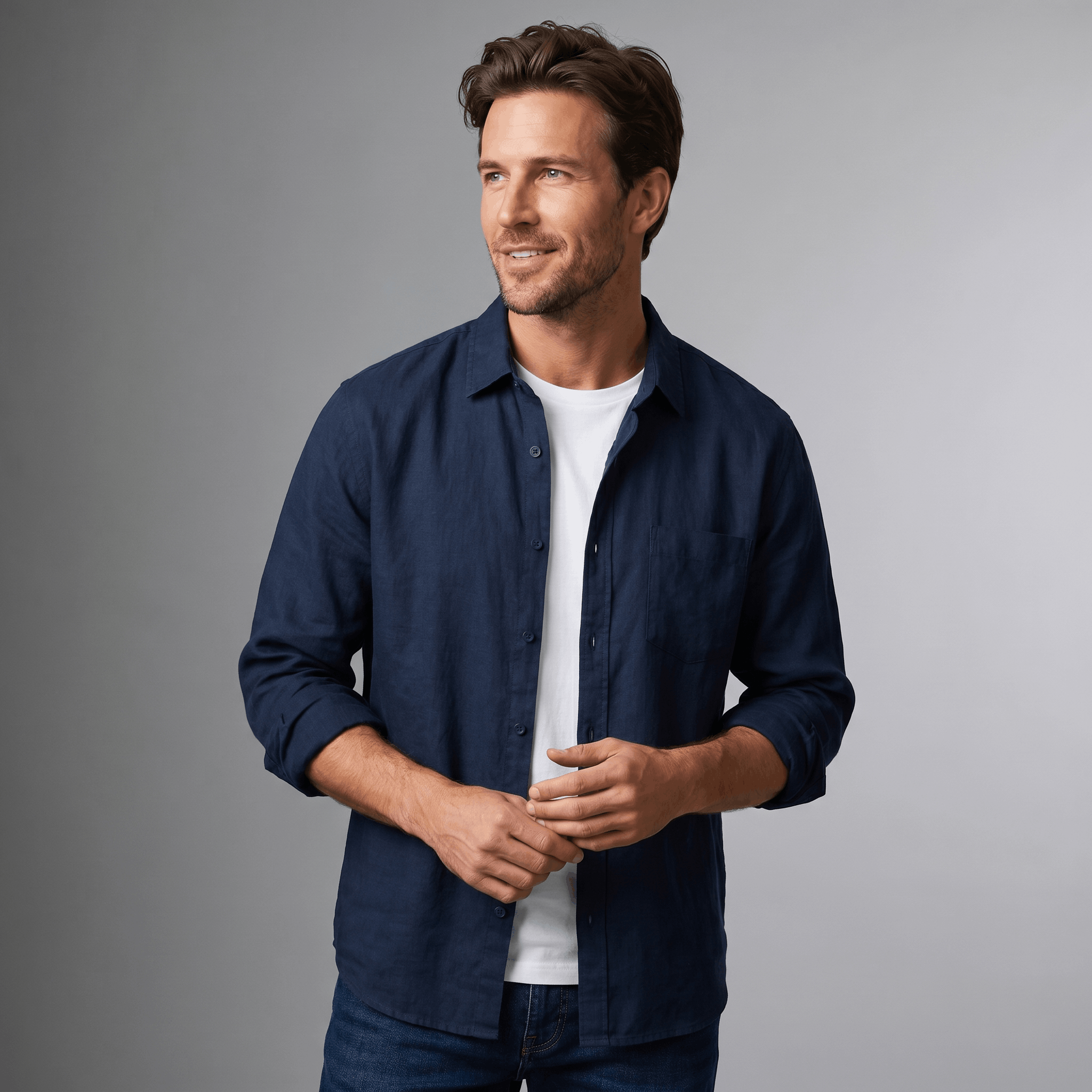 Connor Long Sleeve Linen Shirt – Relaxed Smart Casual Essential