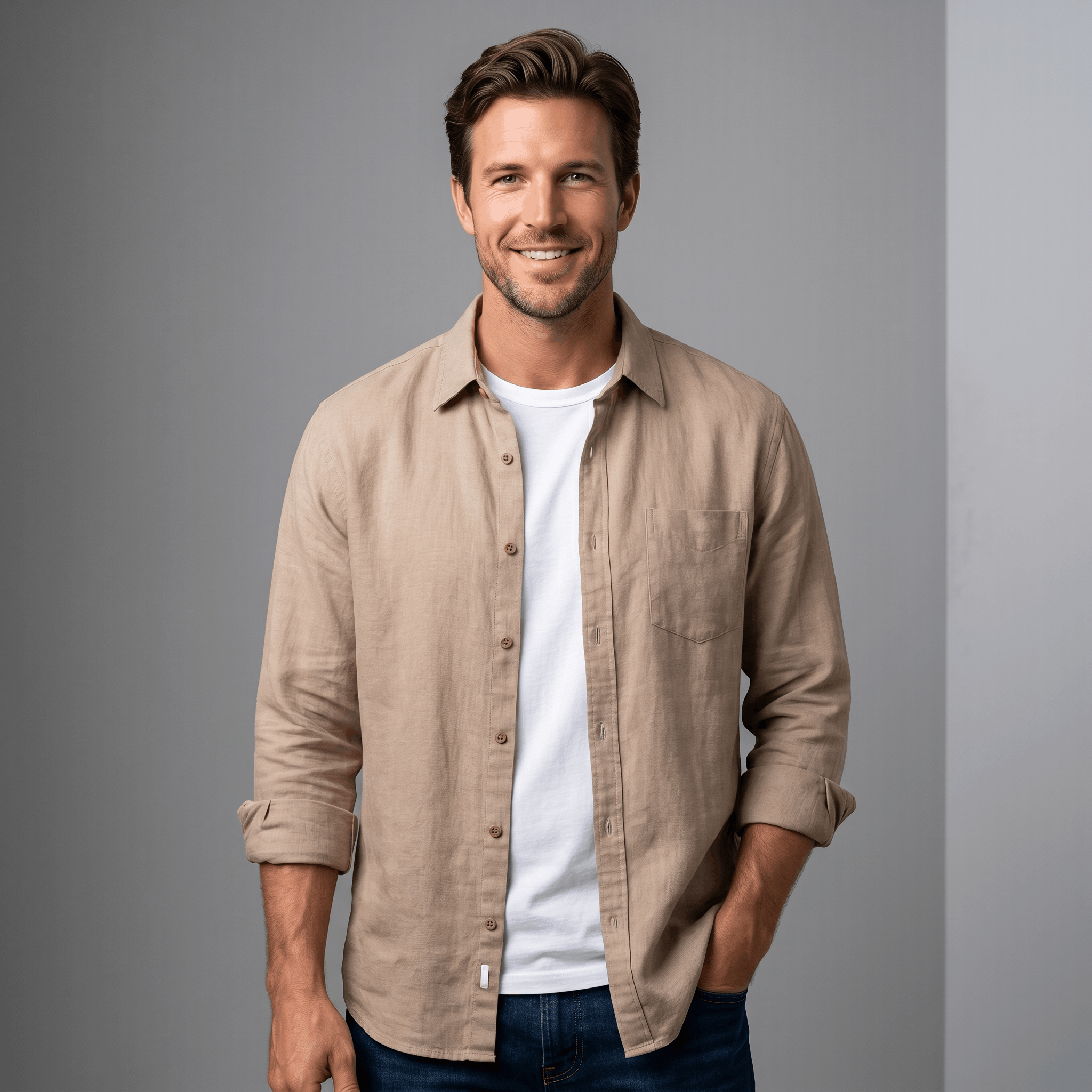 Connor Long Sleeve Linen Shirt – Relaxed Smart Casual Essential